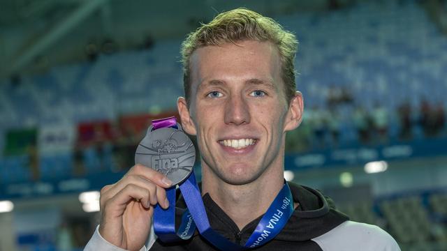 Jérémy Desplanches a offert à la Suisse sa 7e médaille dans des championnats du monde. [Keystone - Patrick B. Kraemer]