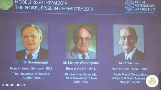 Les trois lauréats du Nobel de chimie 2019. [www.nobelprize.org - Capture d'écran]