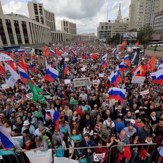 Manifestation à Moscou pour des élections locales libres et équitables, le 20 juillet 2019. [Reuters - Tatyana Makeyeva]