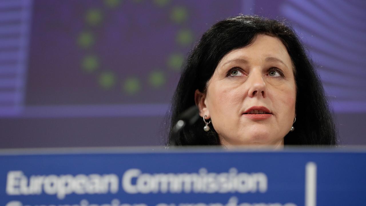 La commissaire européenne à la Justice Vera Jourova. [Keystone/EPA - Stephanie Lecocq]
