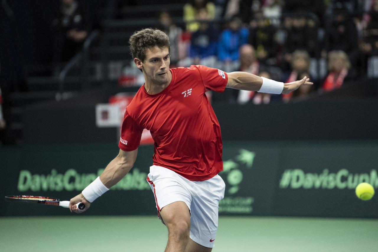 Henri Laaksonen s'est incliné face à Daniil Medvedev en 3 sets. [KEYSTONE - Peter Schneider]