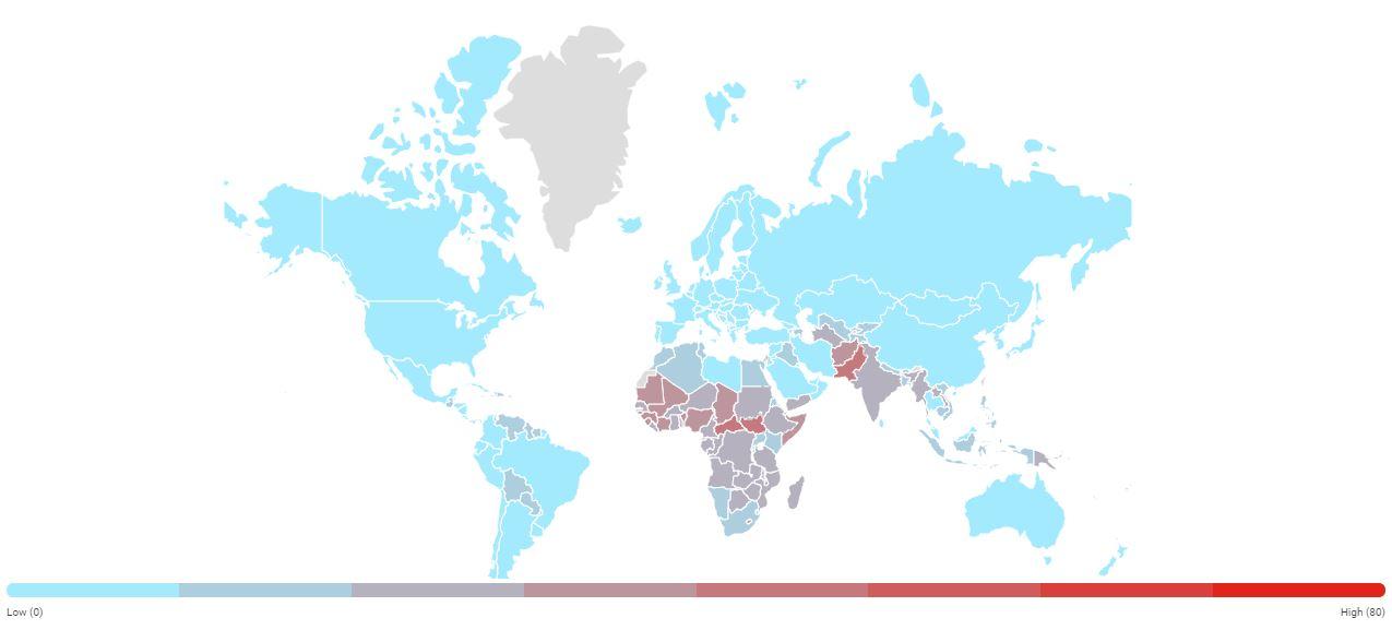 Le taux de mortalité infantile, soit la probabilité de mourir entre la naissance et 28 jours, atteint ou dépasse encore 40 pour mille en 2018 dans trois pays: le Pakistan, la République centrafricaine et le Sud Soudan. [UNICEF]