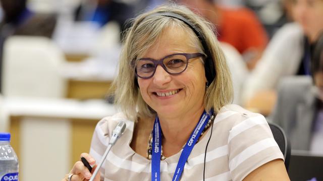 Anne Gabrielle Wüst Saucy représente la Suisse lors de l'UN Biodiversity Conference (Mainstreaming Biodiversity for Well-Being) en décembre 2016 à Cancún au Mexique. [IISD/ENB - Francis Dejon]