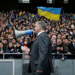 Le candidat Petro Poroshenko lors d'un discours le 14 avril 2019. [Reuters - Valentyn Ogirenko]