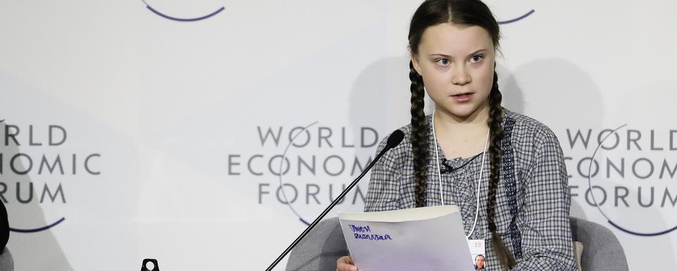 Greta Thunberg au Forum de Davos. [Keystone - AP/Markus Schreiber]