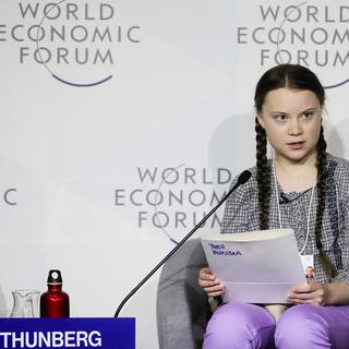 Greta Thunberg au Forum de Davos. [Keystone - AP/Markus Schreiber]
