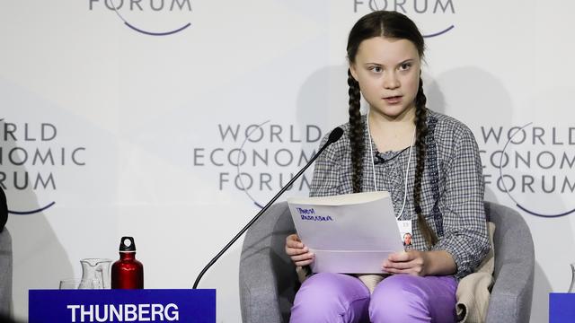 Greta Thunberg au Forum de Davos. [Keystone - AP/Markus Schreiber]