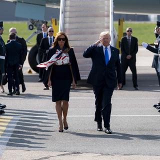 Donald et Melania Trump débutent leur visite au Royaume-Uni. [Keystone - Will Oliver/EPA]