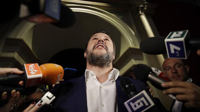 Matteo Salvini est partout sur les chaînes publiques de la Rai depuis son arrivée au pouvoir l'an passé. [AP Photo/Keystone - Luca Bruno]