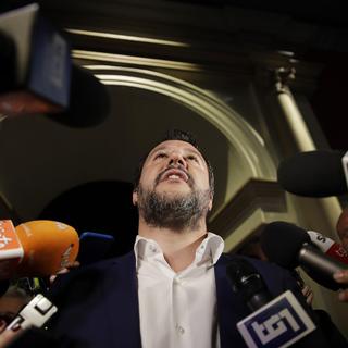 Matteo Salvini est partout sur les chaînes publiques de la Rai depuis son arrivée au pouvoir l'an passé. [AP Photo/Keystone - Luca Bruno]