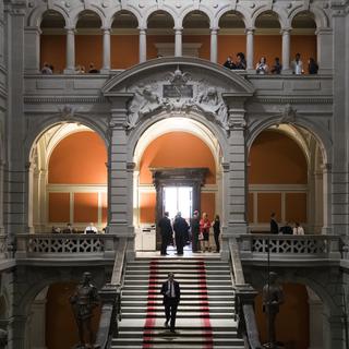 Vue du hall d'entrée du Palais fédéral. [Keystone - Peter Klaunzer]