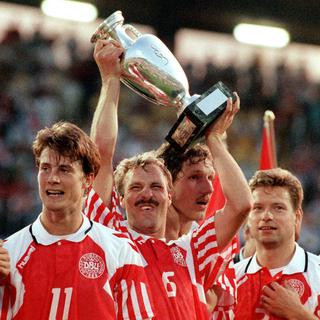 La joie des Danois après leur succès en finale de l'Euro 1992. [Bernd Weissbrod]