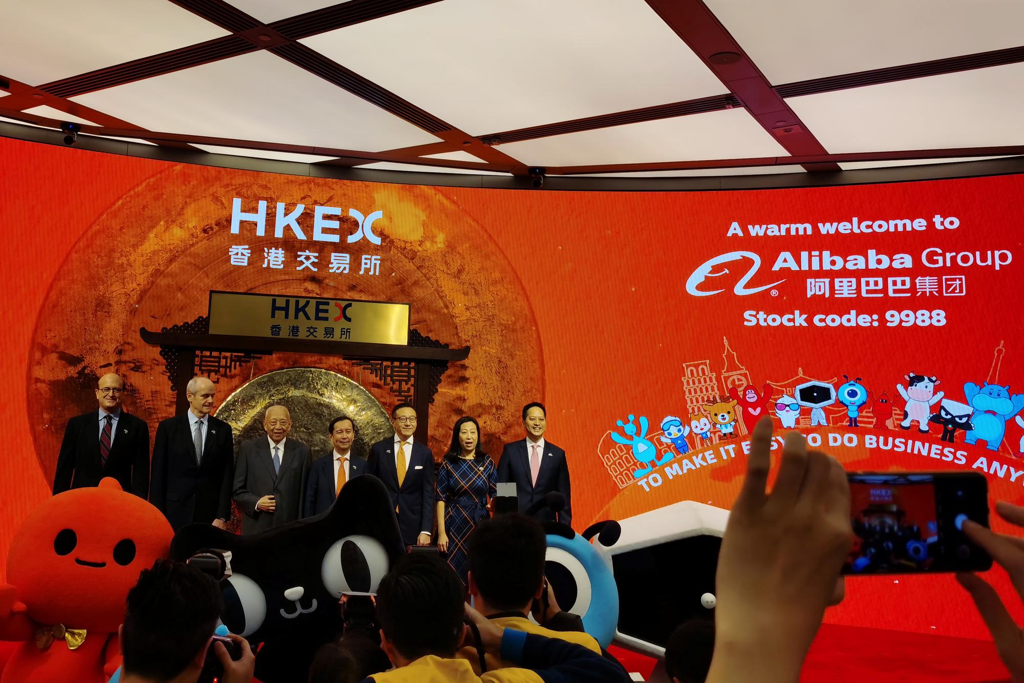 L'entrée en bourse du groupe chinois Alibaba à Hong Kong, le 26 novembre 2019. [Reuters/Stringer - China Stringer Network]