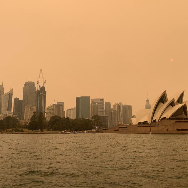 La ville de Sydney recouverte par un épais nuage de fumée. [Reuters - John Mair]