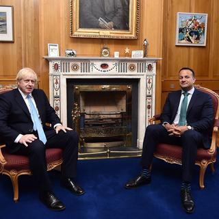 Le Premier ministre britannique Boris Johnson et son homologue irlandais Leo Varadkar à Dublin le 09 septembre 2019. [EPA/ Keystone - Charles McQuillan]