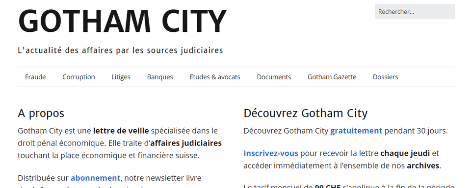 La page d'accueil de Gotham City. [gothamcity.ch]