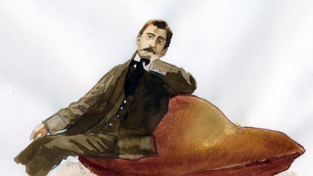 Marcel Proust assis sur son sofa-madeleine. [Leemage/AFP - Alessandro Lonati]