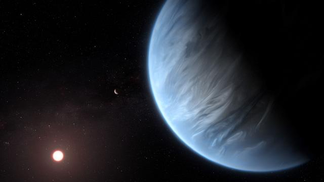 L'exoplanète K2-18b est pour l'instant la seule "super-Terre" connue qui comporte de l'eau et des températures pouvant favoriser la vie. [ESA/Hubble - M. Kornmesser]