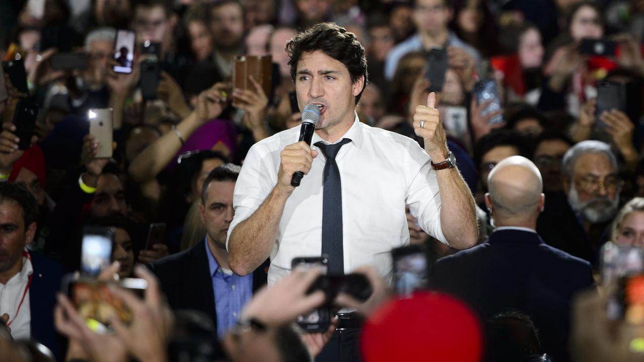 Justin Trudeau en campagne électorale à Calgary. [Keystone - Sean Kilpatrick/The Canadian Press via AP]
