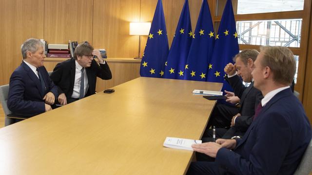 Plusieurs dirigeants européens réunis à Bruxelles pour élire un successeur à Jean-Claude Juncker. [EPA/Keystone - Virginia Mayo]