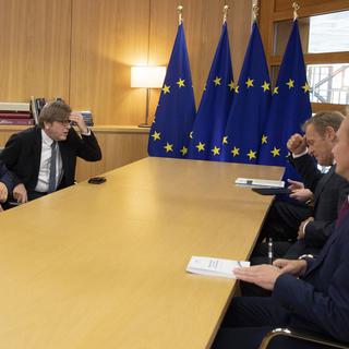Plusieurs dirigeants européens réunis à Bruxelles pour élire un successeur à Jean-Claude Juncker. [EPA/Keystone - Virginia Mayo]