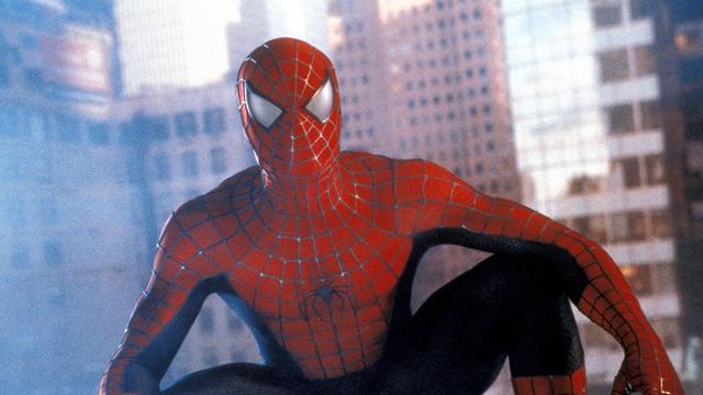 Tobey Maguire dans le rôle du superhéros Spider-Man, de Sam Raimi (2002). [Keystone - AP Photo / Columbia TriStar]