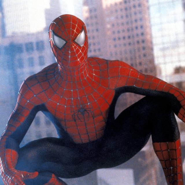 Tobey Maguire dans le rôle du superhéros Spider-Man, de Sam Raimi (2002). [Keystone - AP Photo / Columbia TriStar]