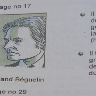 Une image d'un manuel scolaire présentant Roland Bégeulin un des membres fondateurs du Mouvement séparatiste jurassien en 1947, devenu par la suite le Rassemblement jurassien. [RTS]
