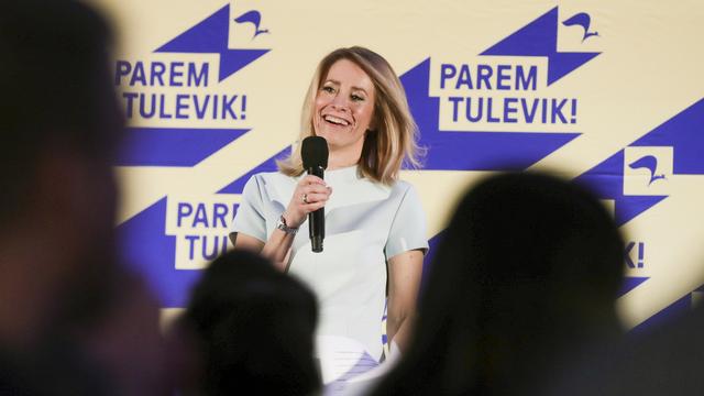 La présidente de La Réforme, Kaja Kallas, au quartier général de son parti, ce 3 mars 2019. [AP - RAUL MEE]