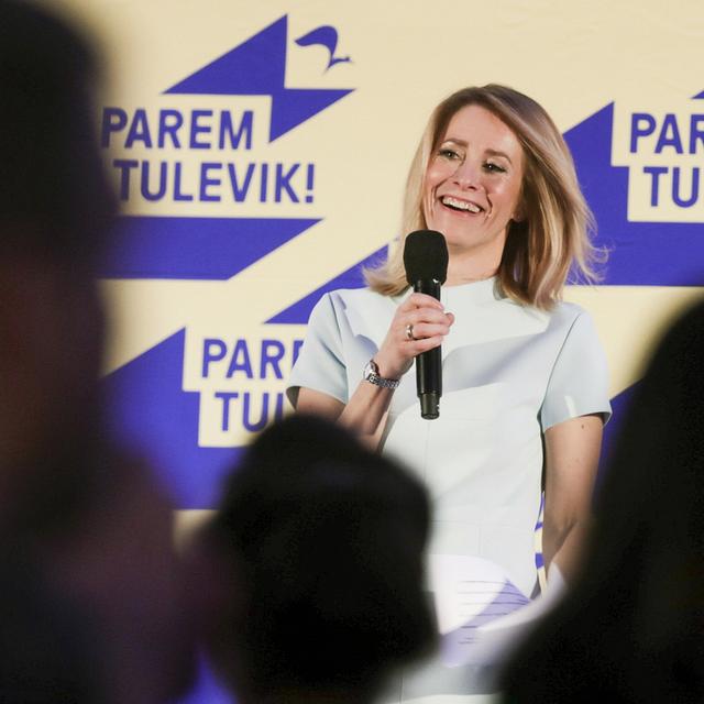 La présidente de La Réforme, Kaja Kallas, au quartier général de son parti, ce 3 mars 2019. [AP - RAUL MEE]