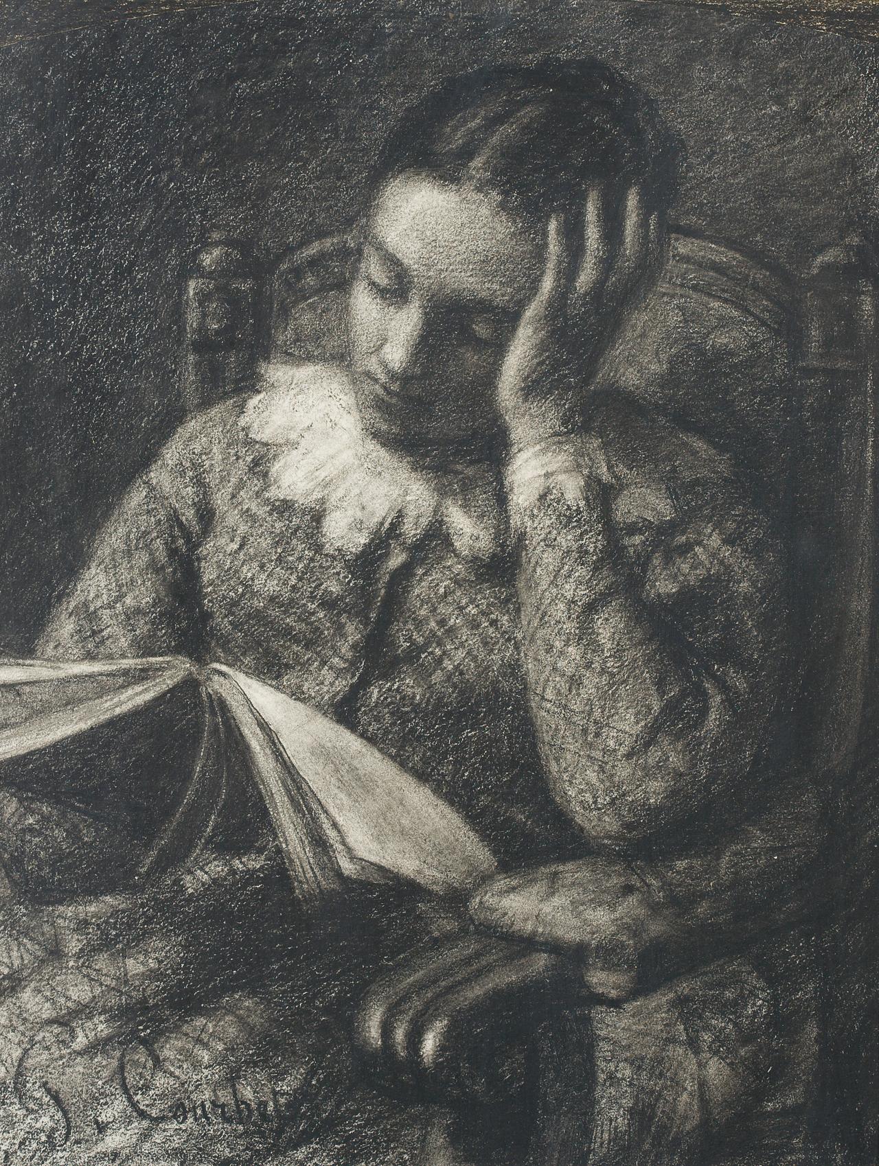 La Lecture (Zélie Courbet ?), vers 1853. [museejenisch.ch - Musée des Beaux-Arts de Tournai]