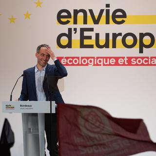 L'essayiste français Raphaël Glucksmann lors d'un meeting du mouvement politique citoyen Place publique, en mai 2019.