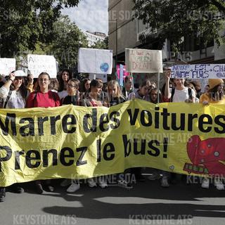 La grève du climat à Lausanne le 27 septembre 2019. [Keystone - Cyril Zingaro]