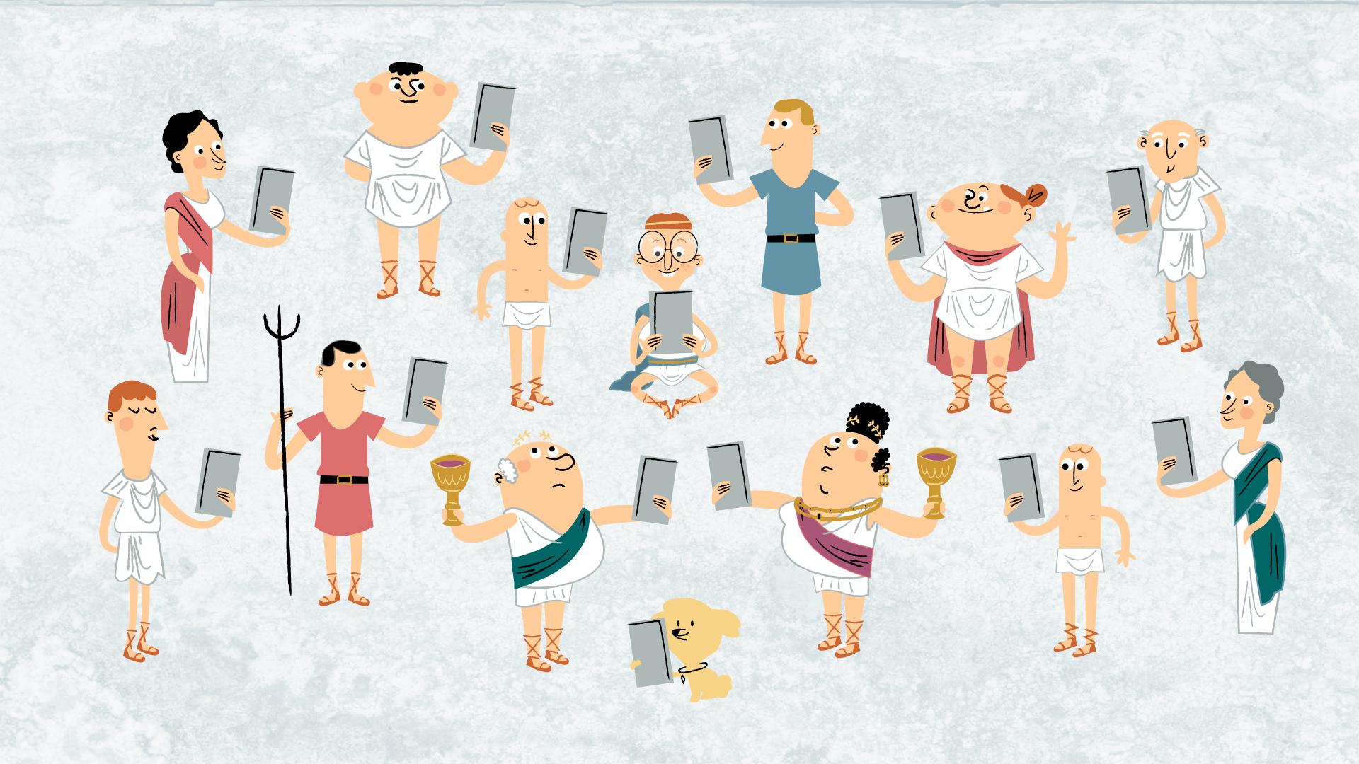 Les réseaux sociaux de la Rome antique, un épisode de Paléofutur. [RTS Découverte - © CartoonBase]