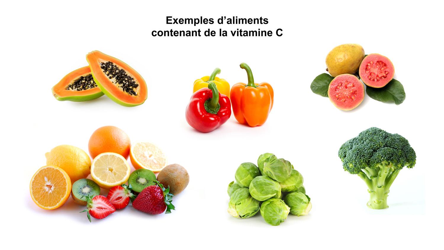 Exemples d'aliments contenant de la vitamine C. [Depositphotos - abramovaelena  / Elenathewise / irabel8 / Devon / korovin / Elenathewise /]