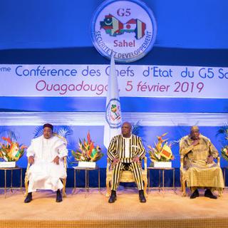 Les présidents du Tchad, de la Mauritanie, du Mali, du Burkina Faso et du Niger réunis lors du G5 Sahel 2019. [AFP - Olympia de Maismont/AFP]