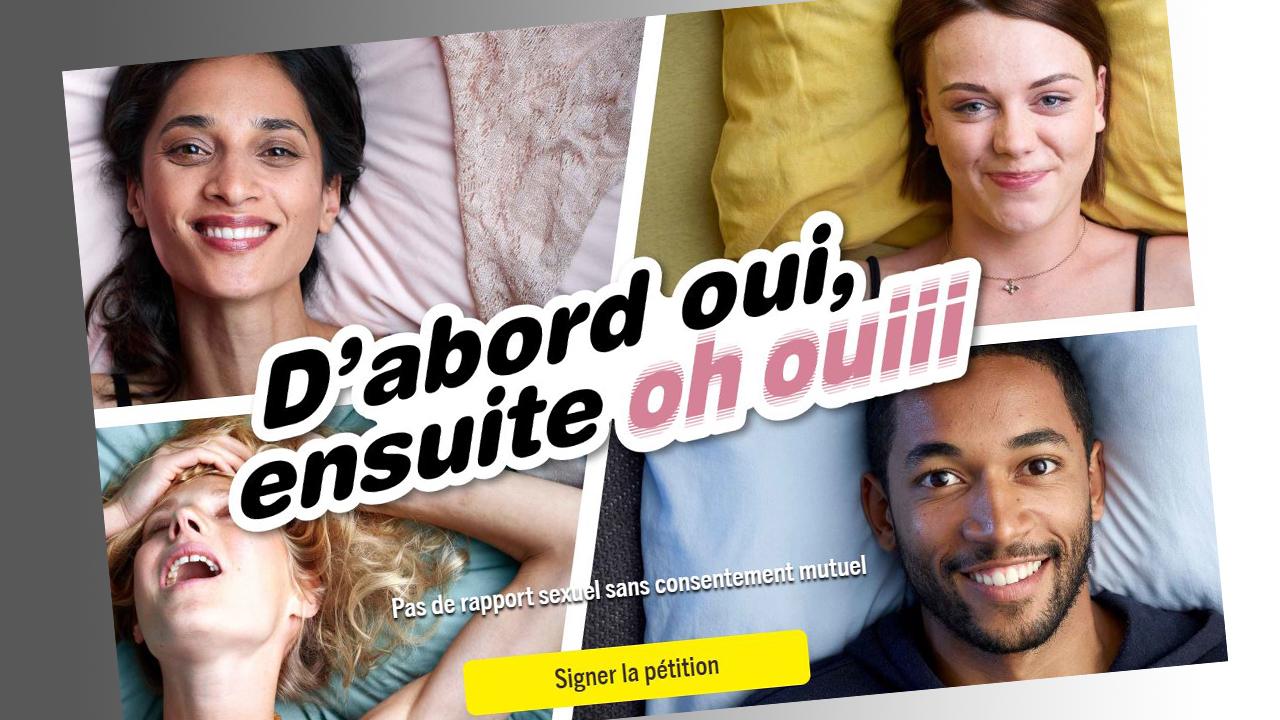 Amnesty International lance une campagne de sensibilisation sur le consentement mutuel lors d'un rapport sexuel. [stop-violences-sexuelles.amnesty.ch/fr/]