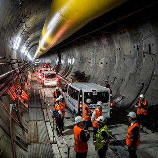 Chantier du tunnel de la future ligne Lyon-Turin côté français, 07.06.2019. [NurPhoto/AFP - Nicolas Liponne]