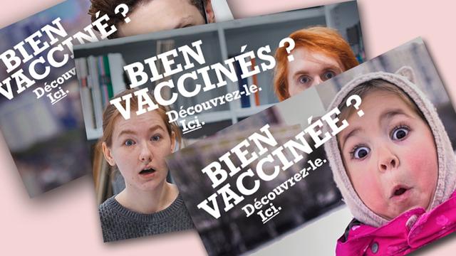 Quelques images issues de la campagne pour le carnet de vaccination électronique. [Confédération - OFSP]