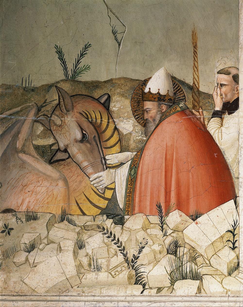 Le pape saint Sylvestre 1er ferme la gueule du dragon. [Leemage/AFP - Luisa Ricciarini]