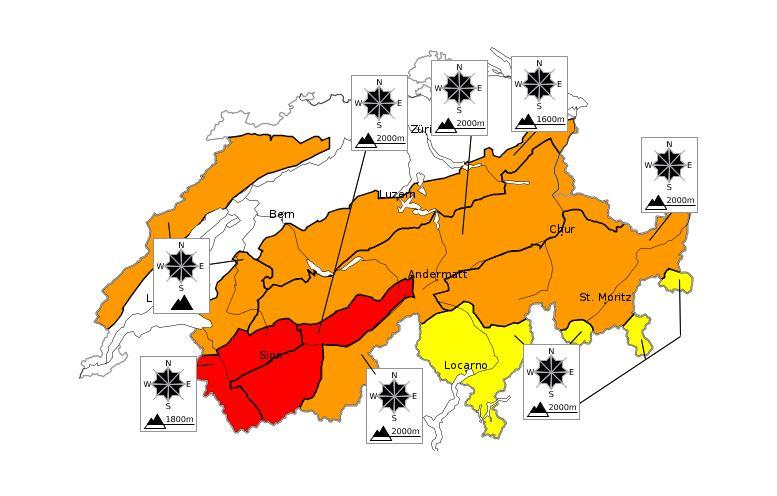 La carte du danger d'avalanche en Suisse. [www.slf.ch]