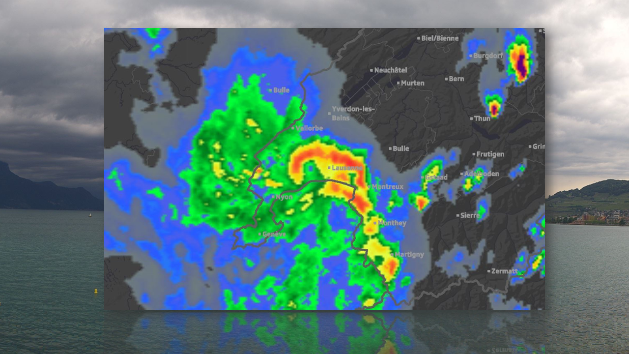 Image radar le 15 juin 2019 à  17h35 locales [Meteosuisse]