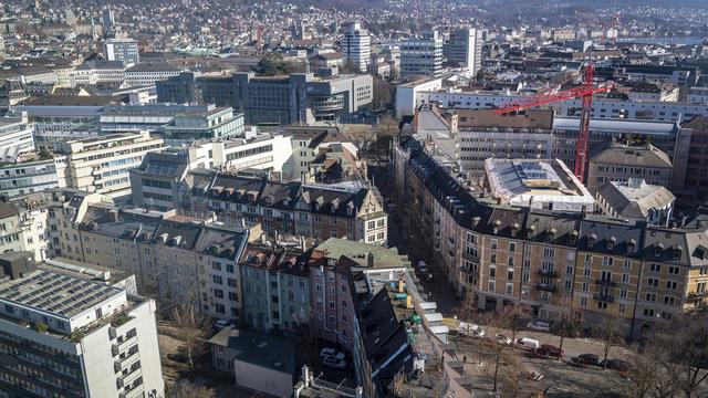 Une vue aérienne de la ville de Zurich. [Keystone - Melanie Duchene]