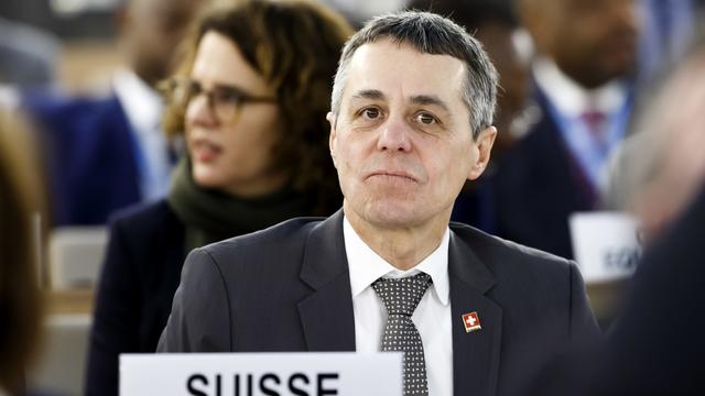 Ignazio Cassis est satisfait du rôle que joue la Suisse entre les Etats-Unis et l'Iran. [Keystone - Salvatore Di Nolfi]