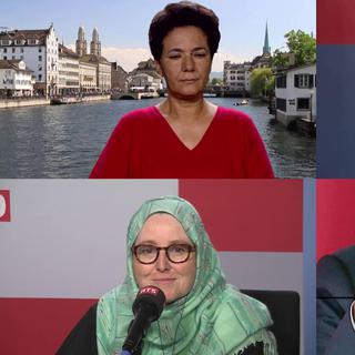 Bernadette Sauvaget, Lucia Dahlab et Saida Keller Messahli. [RTS]