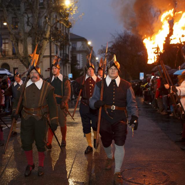 La Compagnie de 1602 durant la Fête de l'Escalade 2018.
Salvatore Di Nolfi
Keystone [Salvatore Di Nolfi]