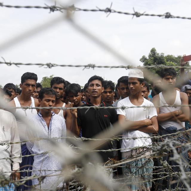 Des réfugiés Rohingyas à la frontière du no man's land entre le Bengladesh et la Birmanie. [EPA/Keystone - Nyein Chan Naing]