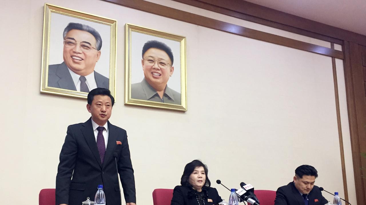 Le ministre adjoint des Affaires étrangères nortd-coréen Choe Son-hui s'exprime à Pyongyang, ce 15 mars 2019.