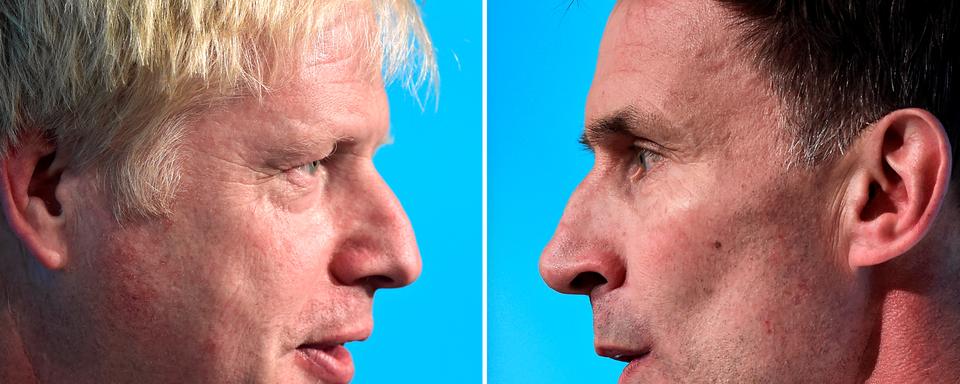 Boris Johnson et Jeremy Hunt sont les deux derniers prétendants à la succession de Theresa
May à la tête du Parti conservateur et du gouvernement britanniques. [REUTERS - Rebecca Naden]