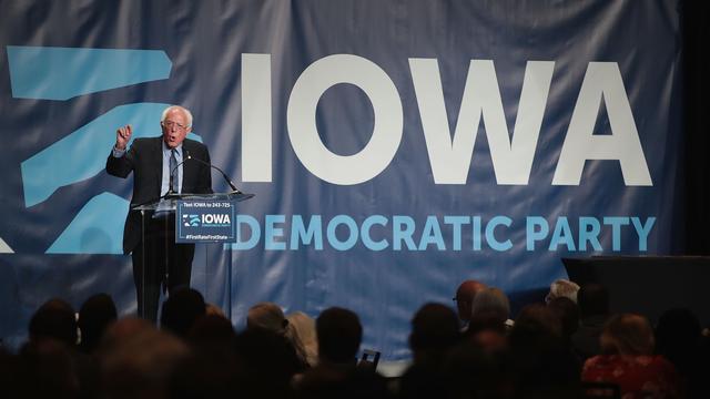 Le sénateur démocrate Bernie Sanders lors de son allocution le 9 juin à Cedar Rapids, dans l'Iowa. [Getty Images/AFP - Scott Olson]